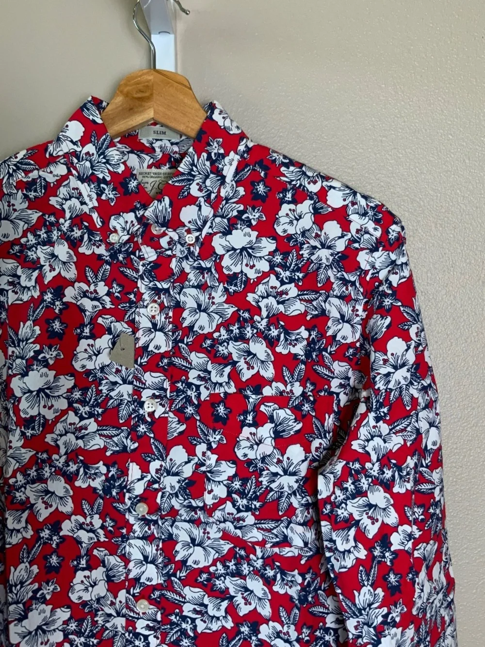 J. Crew Floral Slim Stretch Secret Wash Organic Cotton Button Down Shirt